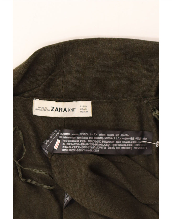 Zara Γυναικείο ανοιχτό πουλόβερ ζακέτα UK 12 μεσαία πράσινη βισκόζη