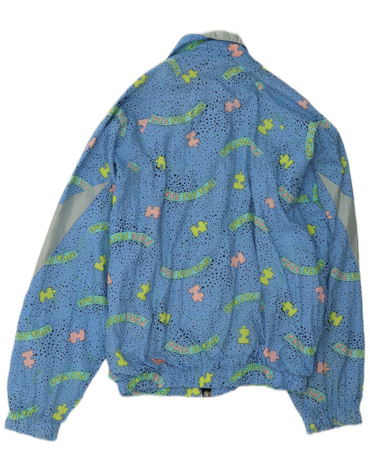Vintage γυναικεία υπερμεγέθη αθλητική φόρμα Top Jacket UK 22 3XL Blue Geometric