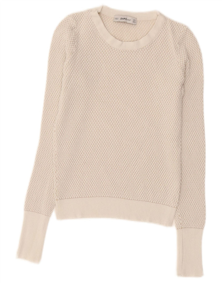 Zara Γυναικείο πουλόβερ με λαιμόκοψη Crop Crop UK 8 Small White