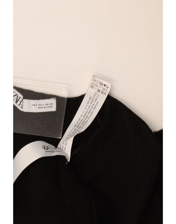 Zara Γυναικείο πουλόβερ με λαιμόκοψη UK 10 Small Black Wool