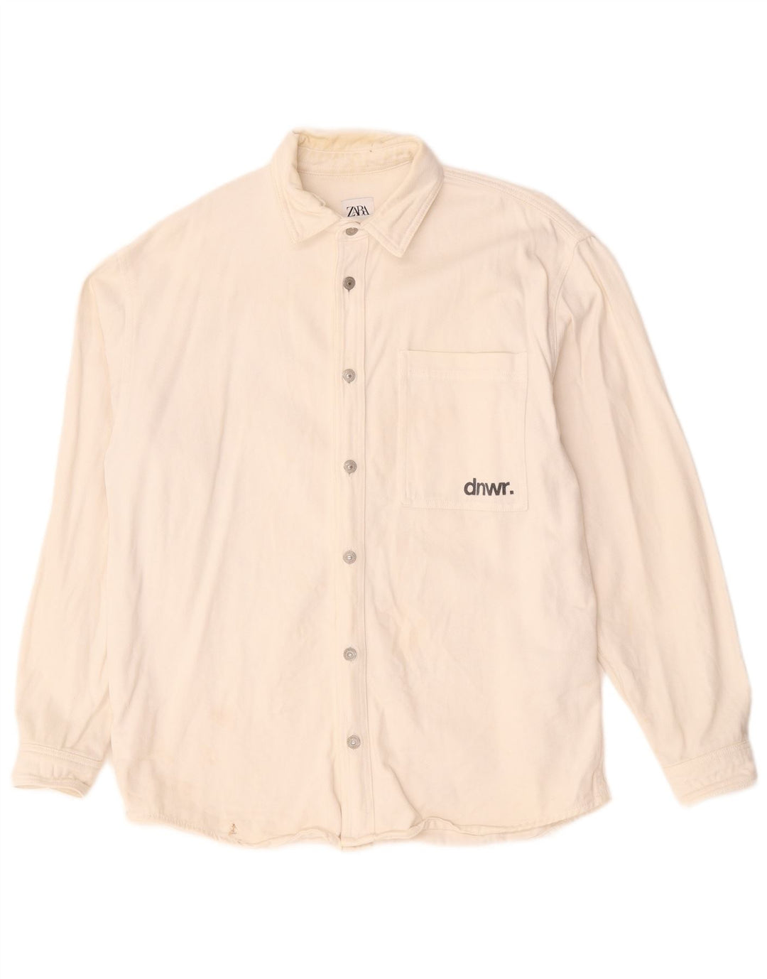 Ανδρικό τζιν πουκάμισο Zara Graphic Relaxed Fit, μεσαίο λευκό βαμβακερό