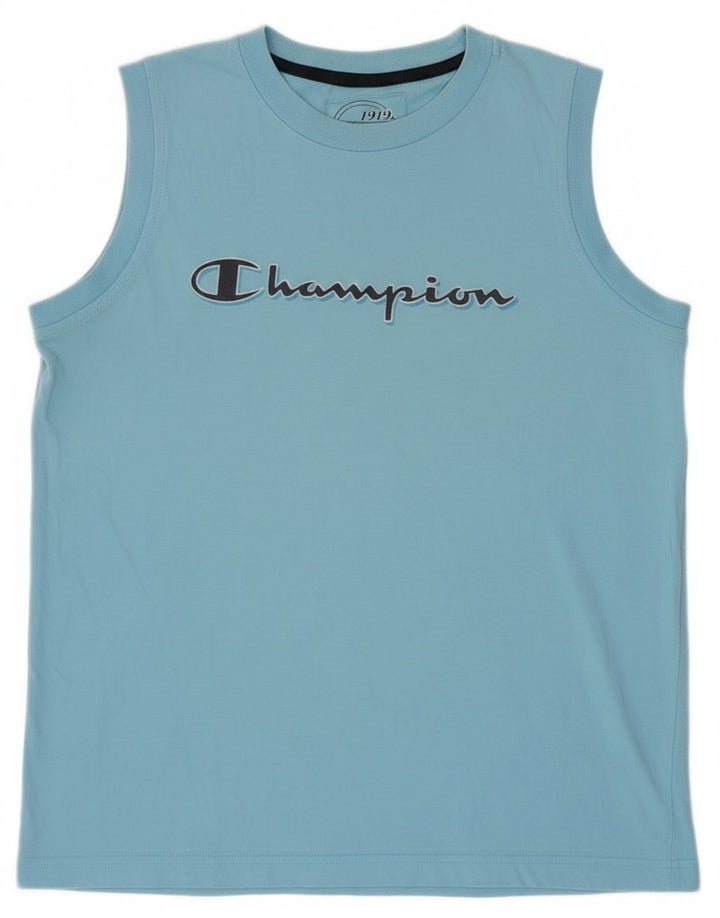 Champion Boys Graphic Vest Top 13-14 Years XL Blue Cotton