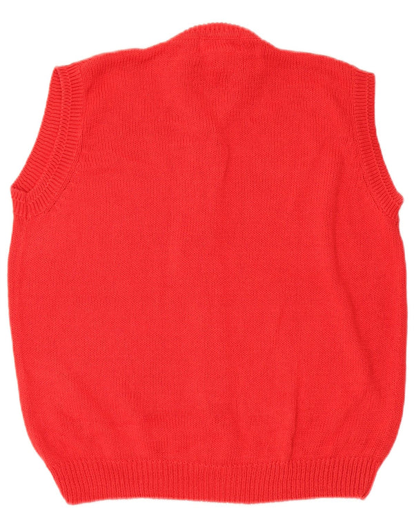 Vintage γυναικείο αμάνικο πουλόβερ UK 16 Large Red Ramie