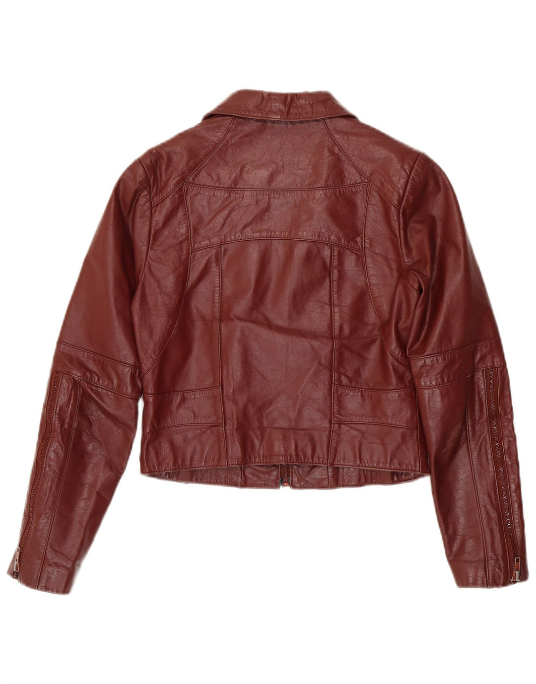 Wilsons Γυναικείο Crop Δερμάτινο Μπουφάν UK 8 Small Burgundy Leather