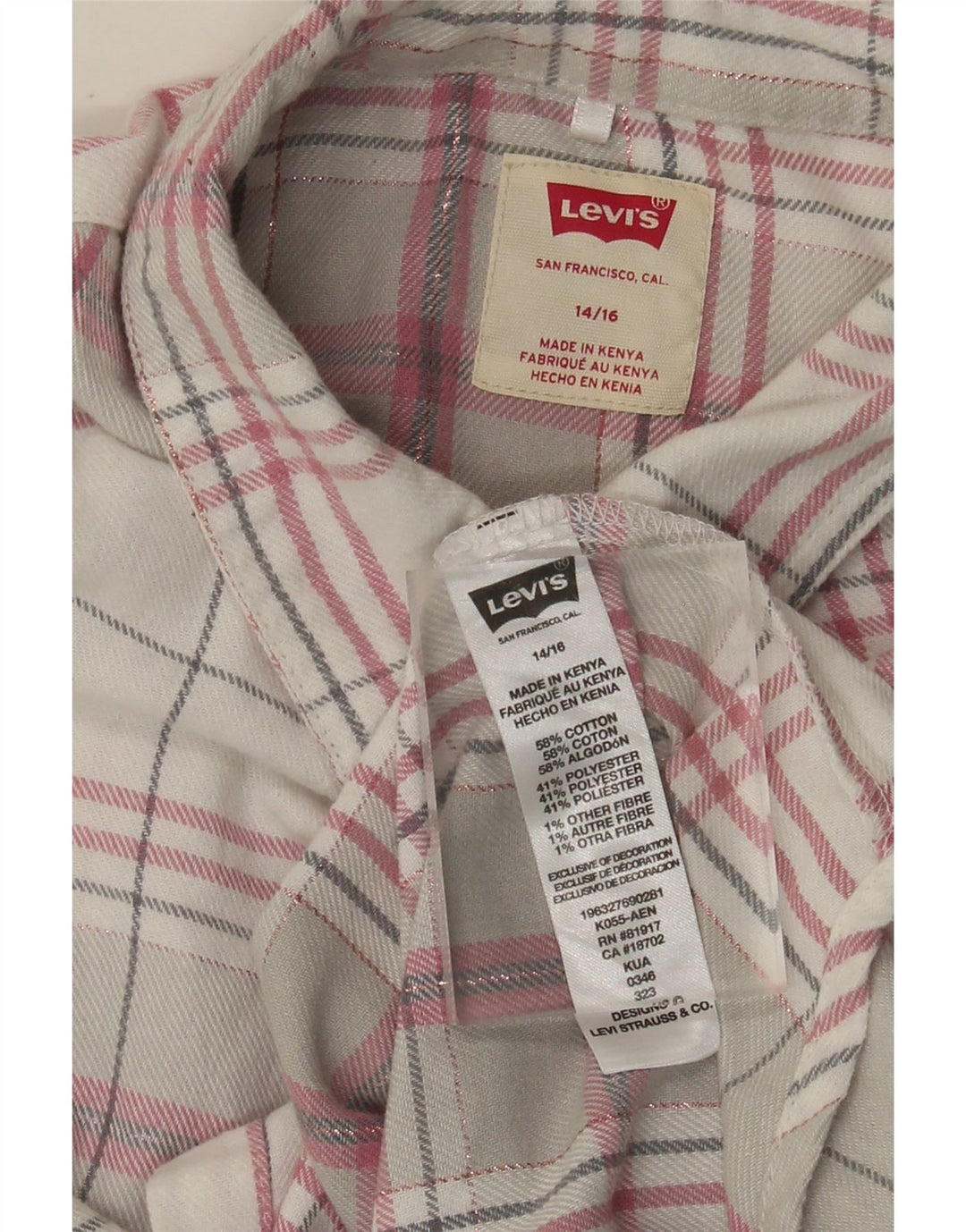 LEVI'S Girls Flannel πουκάμισο 14-15 ετών Γκρι βαμβακερό