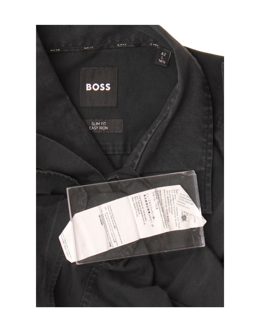 Ανδρικό πουκάμισο HUGO BOSS Easy Care Slim Fit Μέγεθος 16 1/2 42 μεγάλο μαύρο βαμβακερό