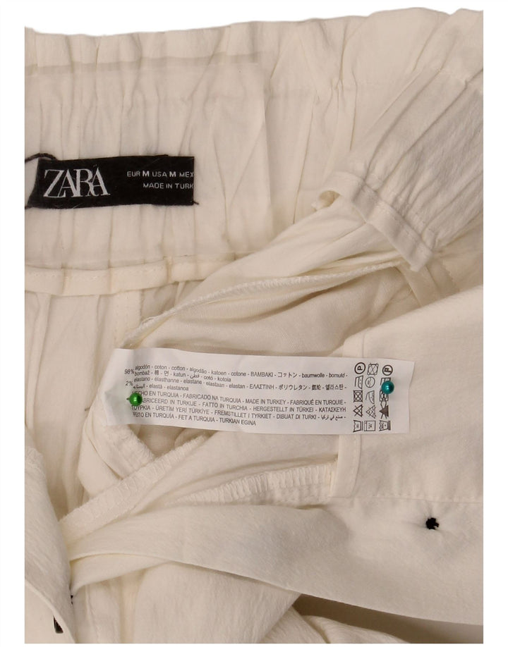 Zara Γυναικείο Ψηλόμεσο Σορτς Μεσαίο W28 Λευκό Βαμβακερό