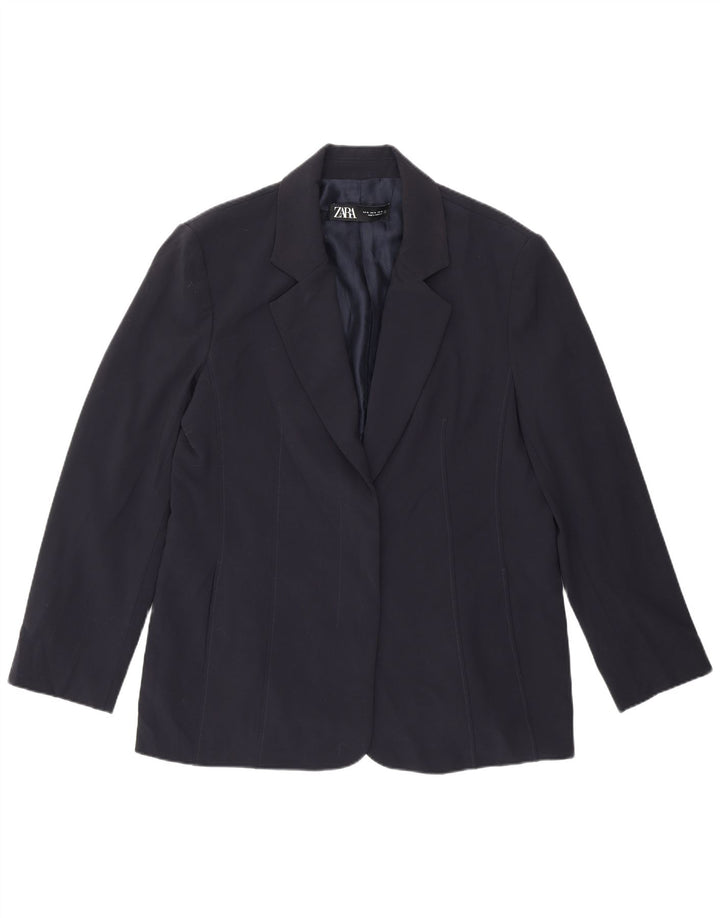 Zara Γυναικείο Σακάκι Μπλέιζερ UK 18 XL Navy Blue Polyester