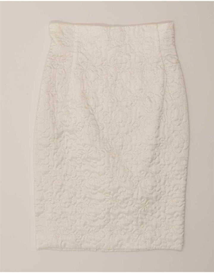 Vintage γυναικεία 2 τεμάχια σετ φούστα IT 44 Medium W28 Λευκή βισκόζη