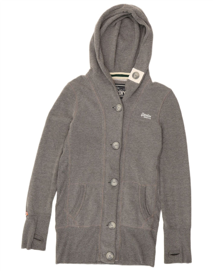 Superdry Γυναικεία αθλητική φόρμα με κουκούλα Top Jacket UK 14 Medium Grey Cotton