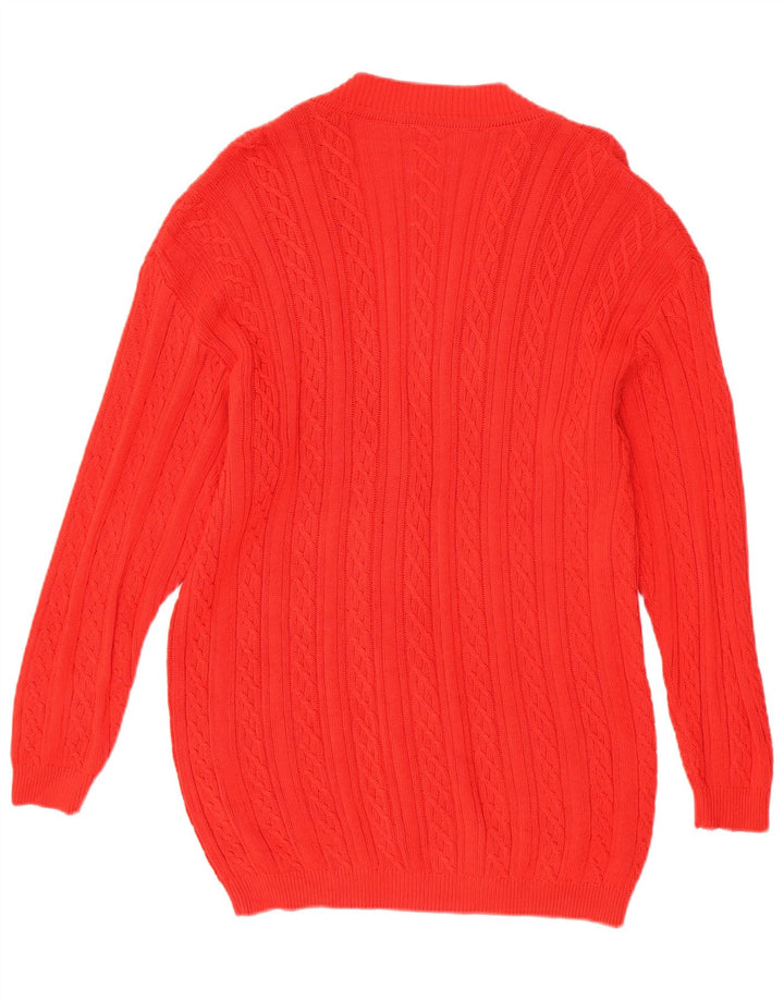 VINTAGE Γυναικείο πουλόβερ Longline Cardigan UK 10 Small Red βαμβακερό