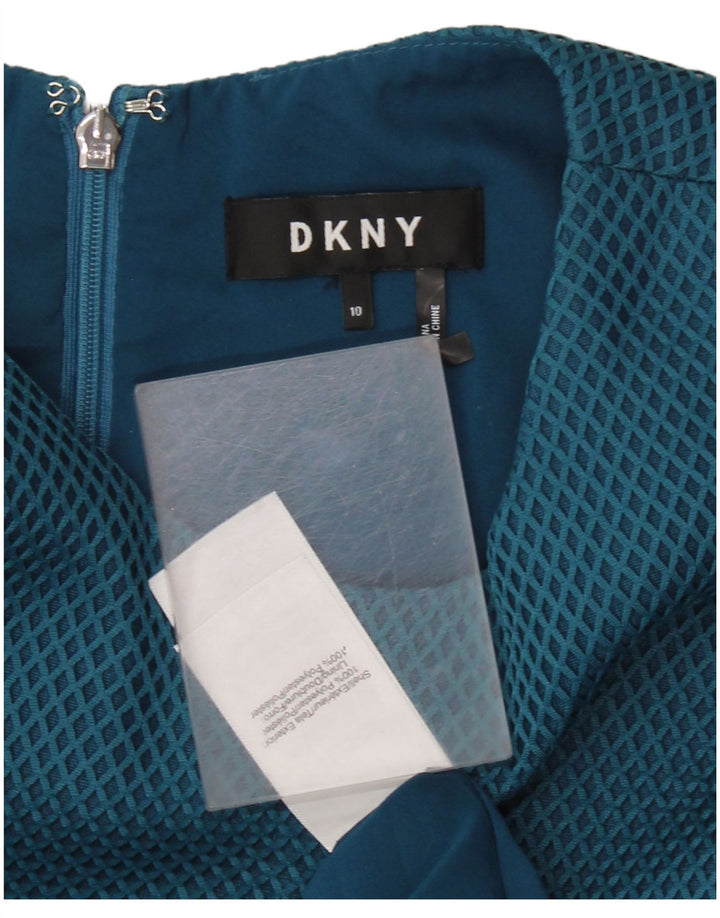 Γυναικείο αμάνικο φόρεμα DKNY A-Line US 10 μεγάλο μπλε γεωμετρικό πολυεστέρα