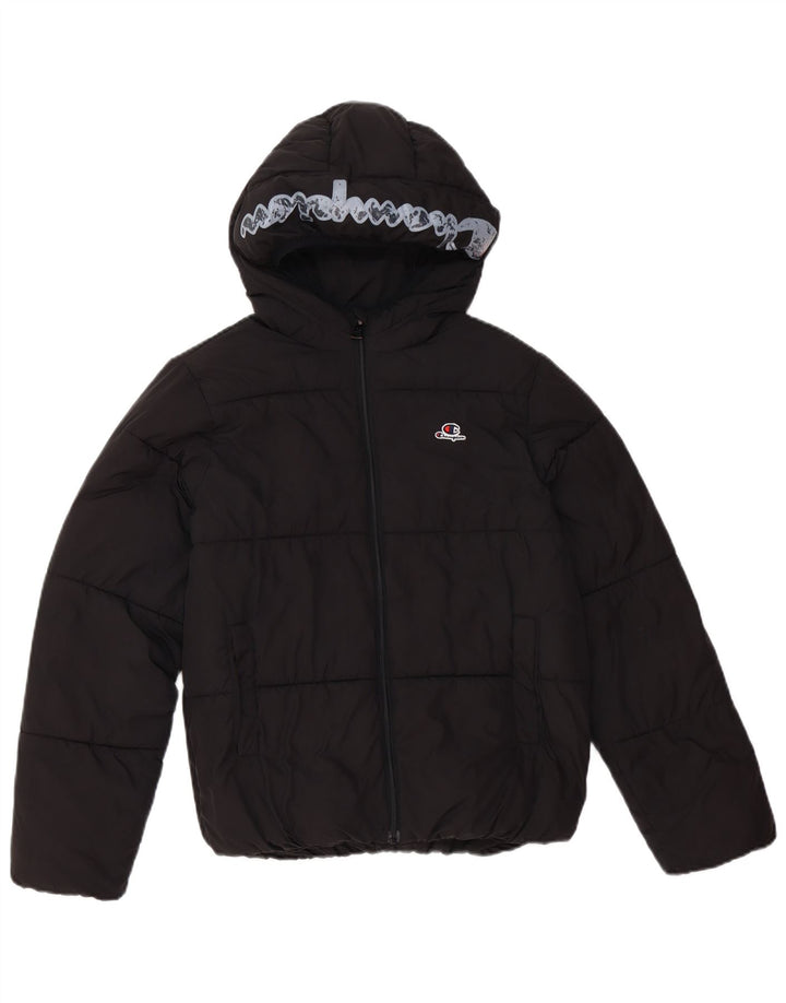 CHAMPION Boys Graphic Hooded Jacket 15-16 Years 2XL Black