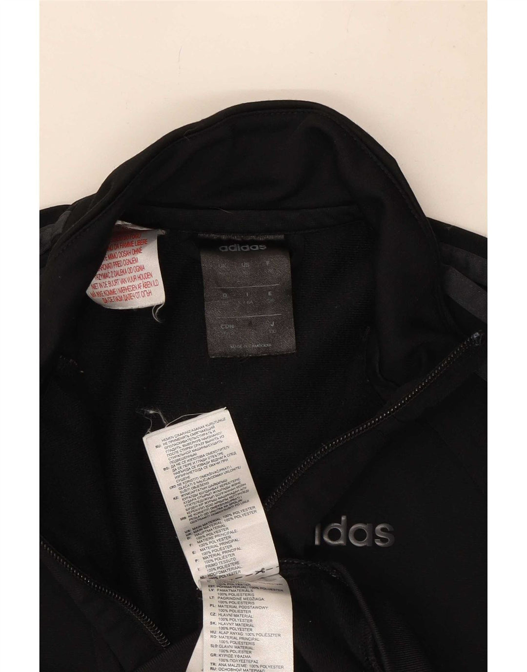 Adidas Boys Climalite Tracksuit Top Jacket 6-7 Years Black Polyester