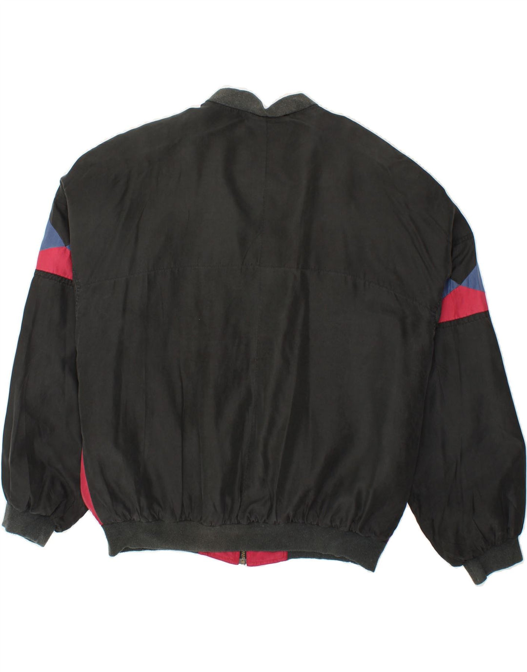 VINTAGE Ανδρικό Loose Fit Bomber Jacket UK 38 Medium Black Geometric Silk