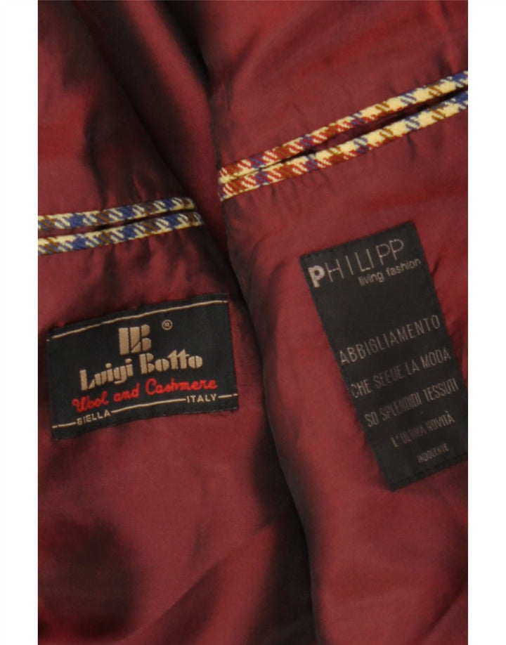 Luigi Botto Ανδρικό σακάκι 2 κουμπιών UK 40 Μεγάλο μπεζ μαλλί Houndstooth