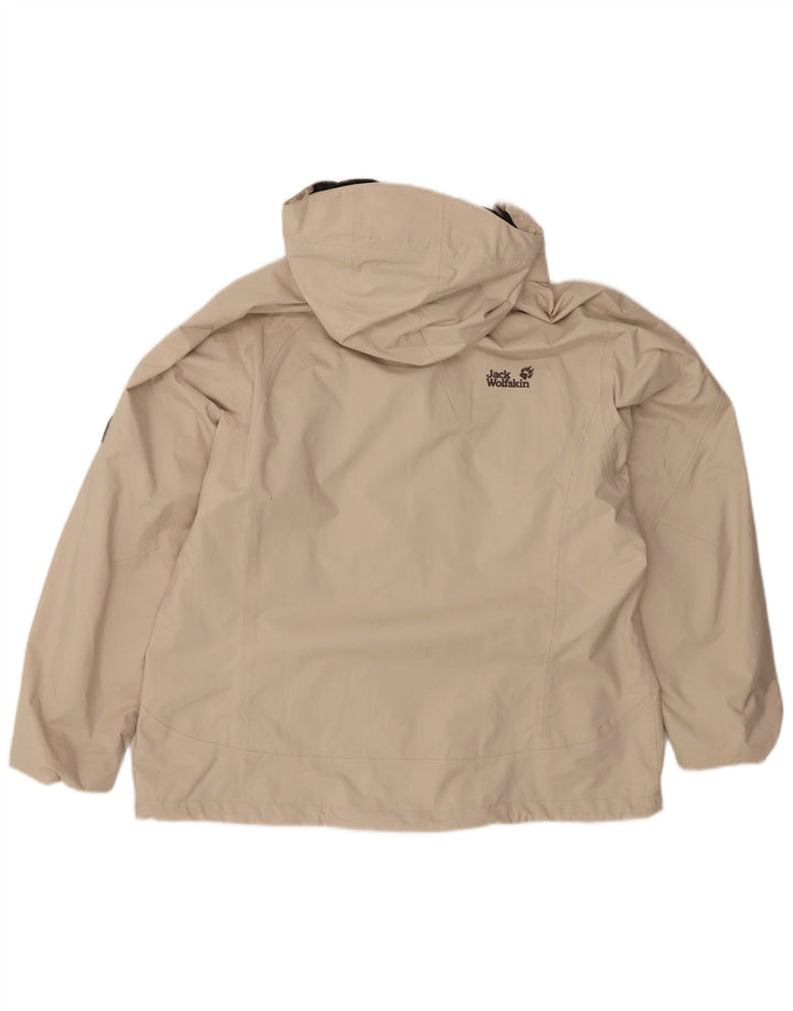 JACK WOLFSKIN Γυναικείο μπουφάν βροχής με κουκούλα UK 18/20 XL μπεζ πολυεστέρας