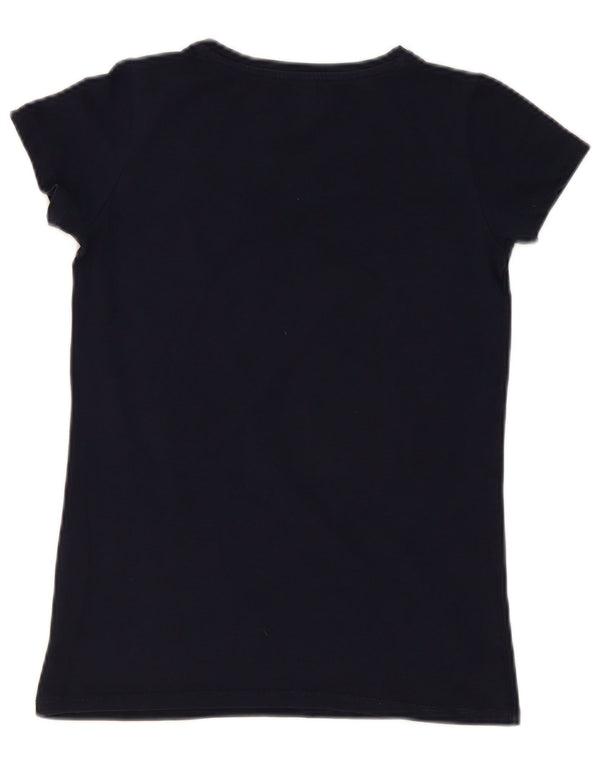 Rifle Γυναικείο γραφικό T-Shirt Top UK 12 Medium Navy Blue βαμβακερό