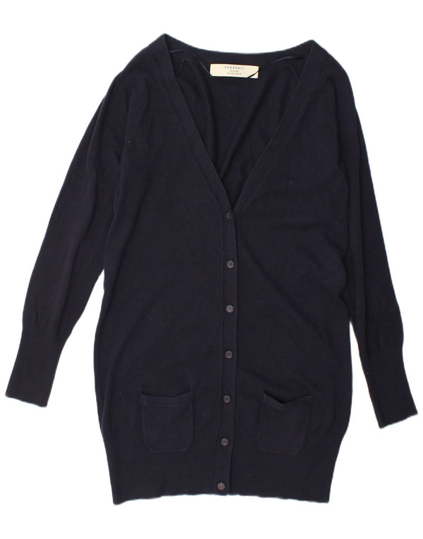 Zara Γυναικεία Ζακέτα Longline UK 14 Large Navy Blue