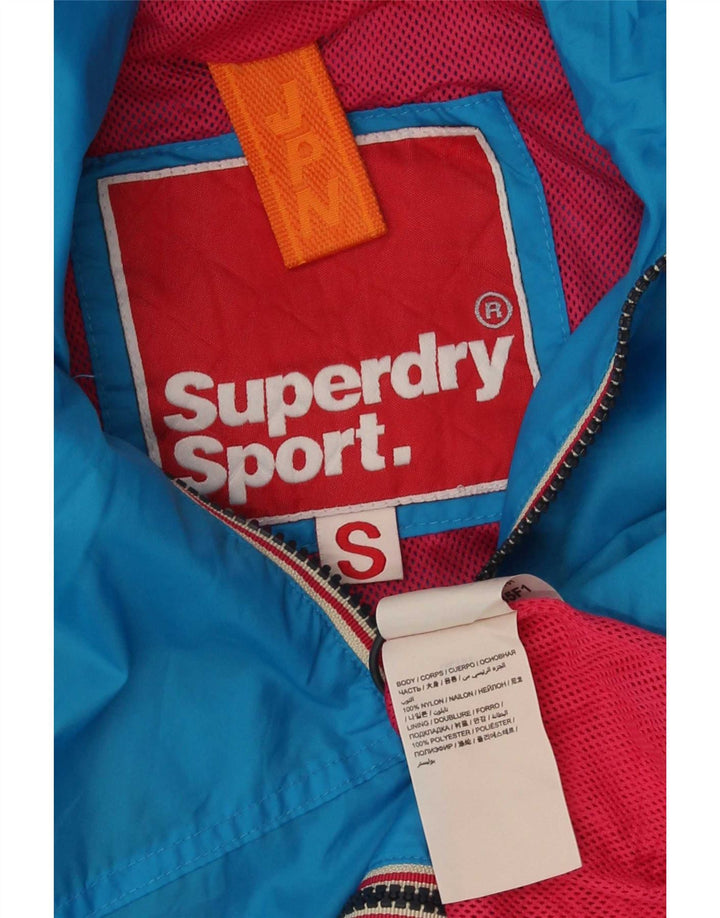 Superdry γυναικείο μπουφάν βροχής με κουκούλα UK 10 Small Blue Nylon