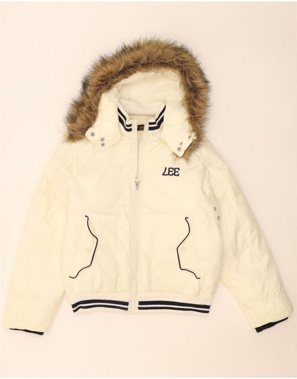 Lee Girls Graphic Hooded Jacket με επένδυση 11-12 Years Off White