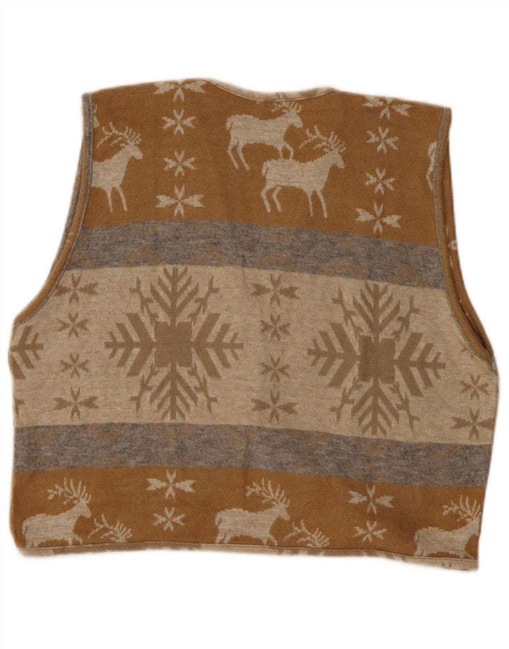 Γυναικείο πουλόβερ VINTAGE Crop Cardigan UK 14 Medium Beige Fair Isle