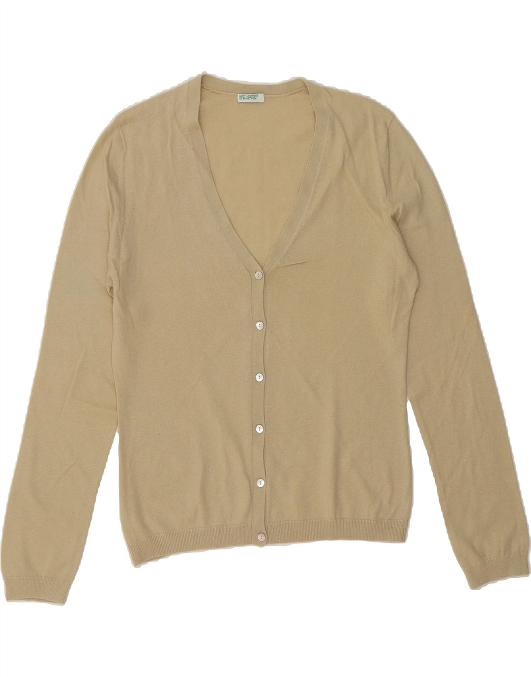 BENETTON Womens Cardigan Sweater UK 14 Medium Beige Vintage Benetton and Second-Hand Benetton from Messina Hembry 