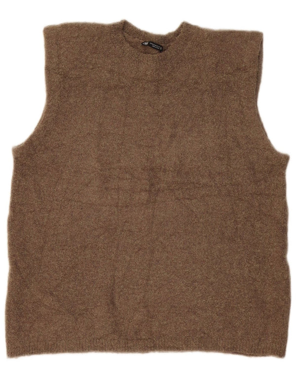 Zara Γυναικείο Γιλέκο Tank Top UK 14 Medium Khaki Flecked Polyamide
