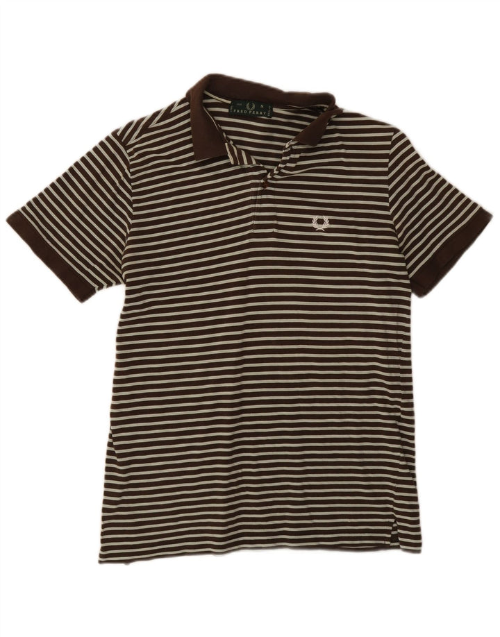 Fred Perry Ανδρικό πουκάμισο Polo Μικρό καφέ ριγέ βαμβακερό