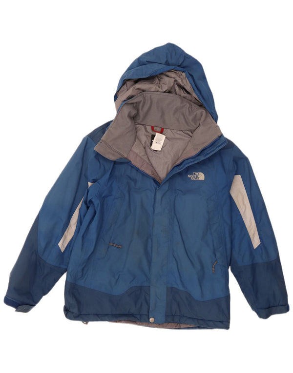 The North Face Boys Hooded Jacket 11-12 Years Large Blue Colourblock
