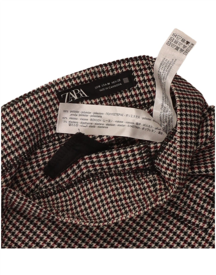 ZARA Γυναικείο Slim Suit Παντελόνι Medium W28 L27 Πολύχρωμο Houndstooth
