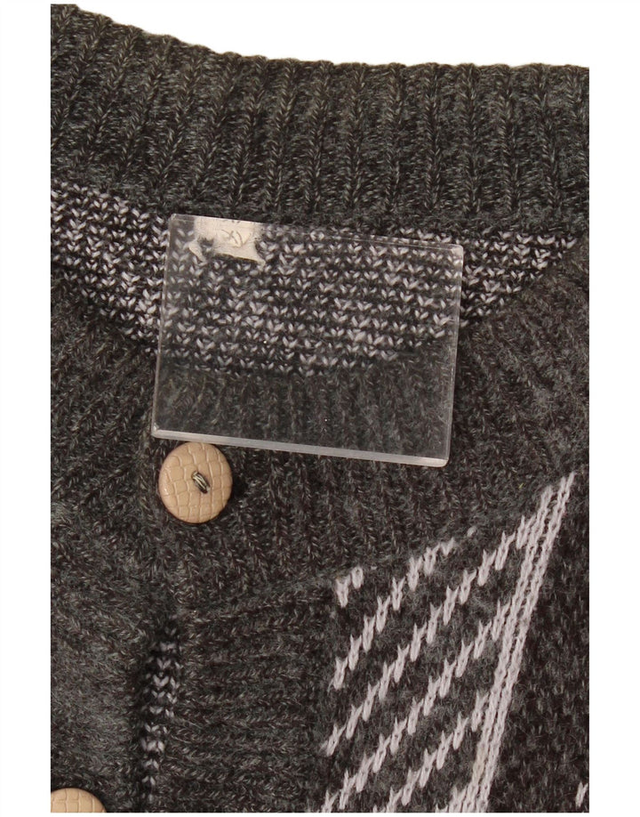 Γυναικείο πουλόβερ με ζακέτα VINTAGE UK 18 XL Γκρι γεωμετρικό