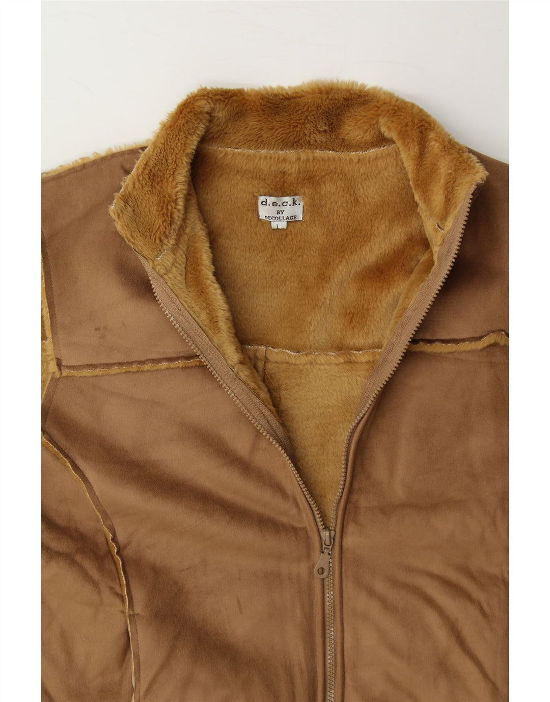 D.E.C.K. BY DECOLLAGE Womens Sherpa Gilet UK 16 Large Brown Polyester Vintage D.e.c.k. By Decollage and Second-Hand D.e.c.k. By Decollage from Messina Hembry 