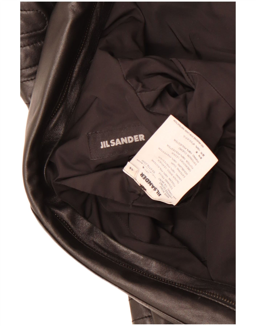 JIL SANDER Γυναικείο Δερμάτινο Μπουφάν Racer IT 46 Μεγάλο Δερμάτινο Μαύρο