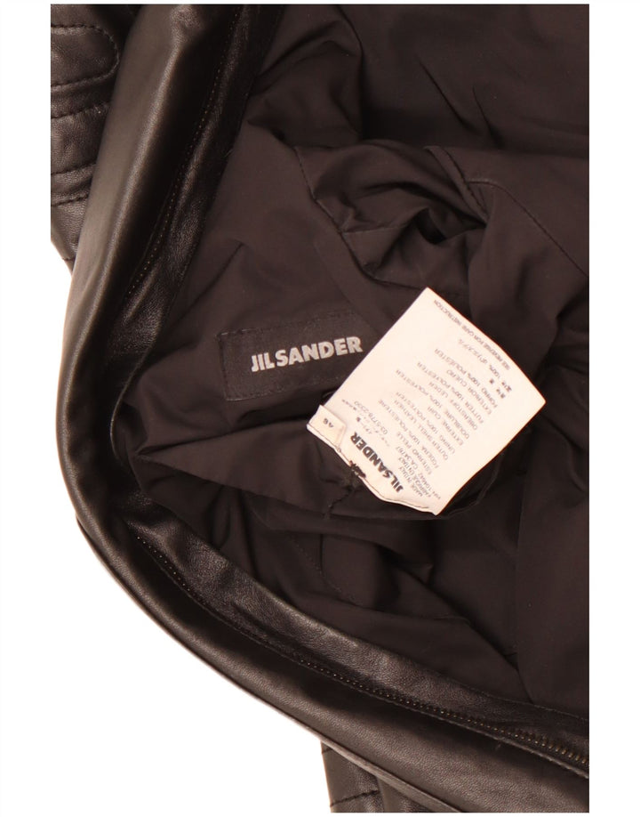 JIL SANDER Γυναικείο Δερμάτινο Μπουφάν Racer IT 46 Μεγάλο Δερμάτινο Μαύρο