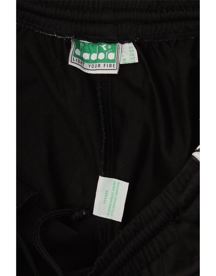 DIADORA Mens Graphic Tracksuit Trousers UK 42 Large  Black Polyester Vintage Diadora and Second-Hand Diadora from Messina Hembry 