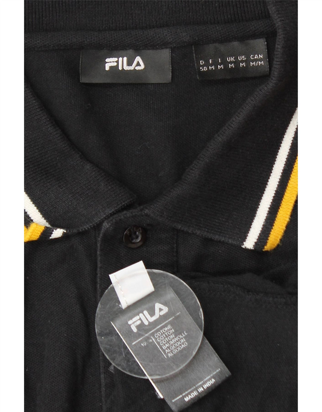 Ανδρικό μακρυμάνικο μπλουζάκι πόλο Fila, μεσαίο μαύρο βαμβακερό