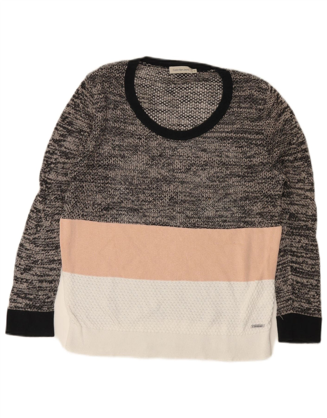 CALVIN KLEIN JEANS Γυναικείο πουλόβερ με λαιμόκαυστο UK 10 Small Grey