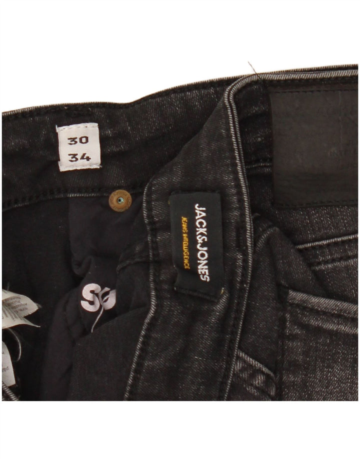 Jack & Jones Ανδρικό Slim Jeans W30 L34 Μαύρο βαμβακερό