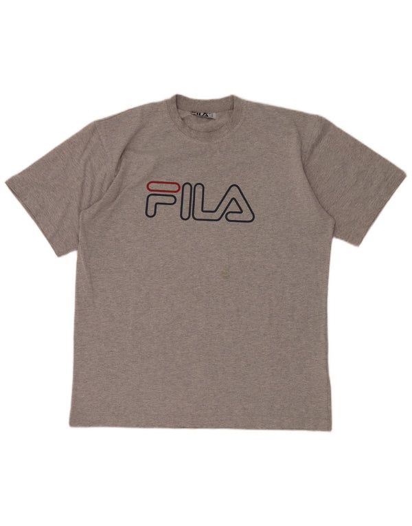Ανδρικό γραφικό T-Shirt FILA Top Μεσαίο Γκρι Βαμβακερό