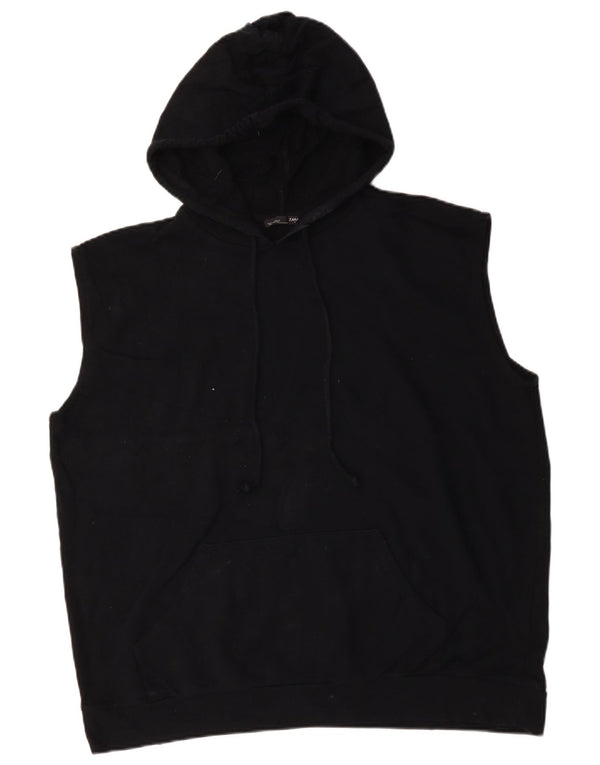 Zara Γυναικείο Αμάνικο Oversized Hoodie Jumper UK 14 Μεσαίο μαύρο βαμβακερό