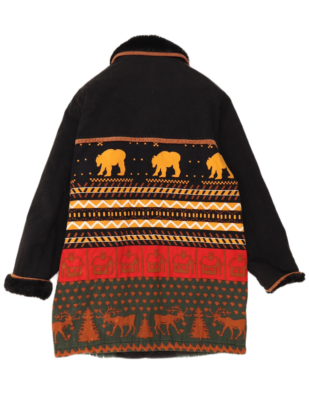Νέο Γυναικείο Παλτό UK 16 Large Black Fair Isle