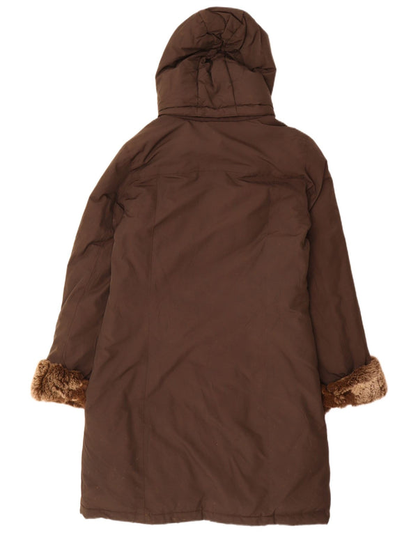 Woolrich Γυναικείο παλτό με κουκούλα UK 16 μεγάλο καφέ βαμβακερό