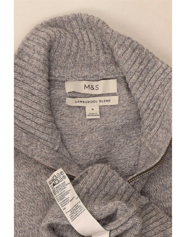Ανδρικό πουλόβερ Marks & Spencer με φερμουάρ, μεσαίο γκρι μαλλί