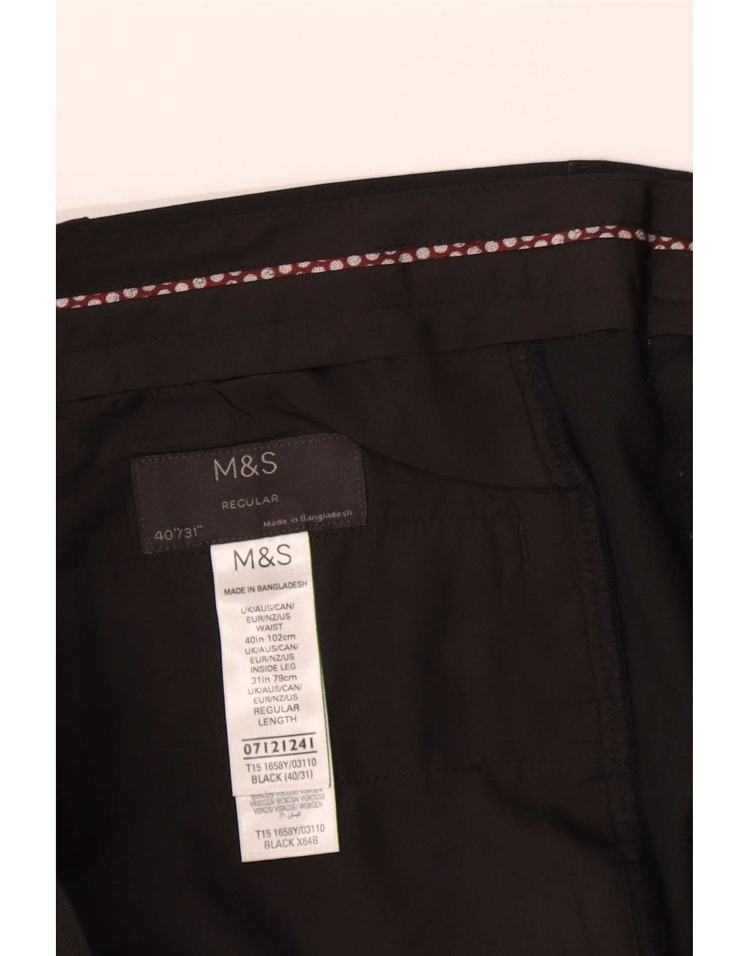 Marks & Spencer Ανδρικό παντελόνι κανονικό κοστούμι W40 L31 μαύρο πολυεστέρα