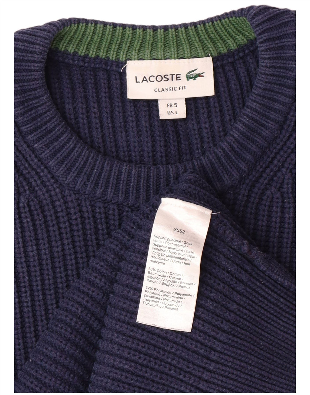 Ανδρικό πουλόβερ LACOSTE Classic Fit Crew Neck Jumper Μέγεθος 5 Μεγάλο Navy Blue