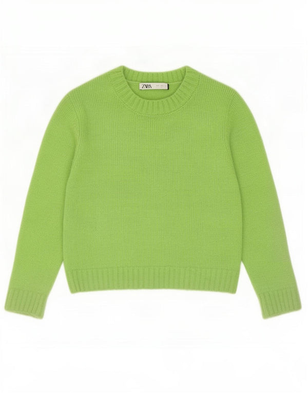 Zara Γυναικείο πουλόβερ με λαιμόκοψη Crop Crop UK 10 Small Green