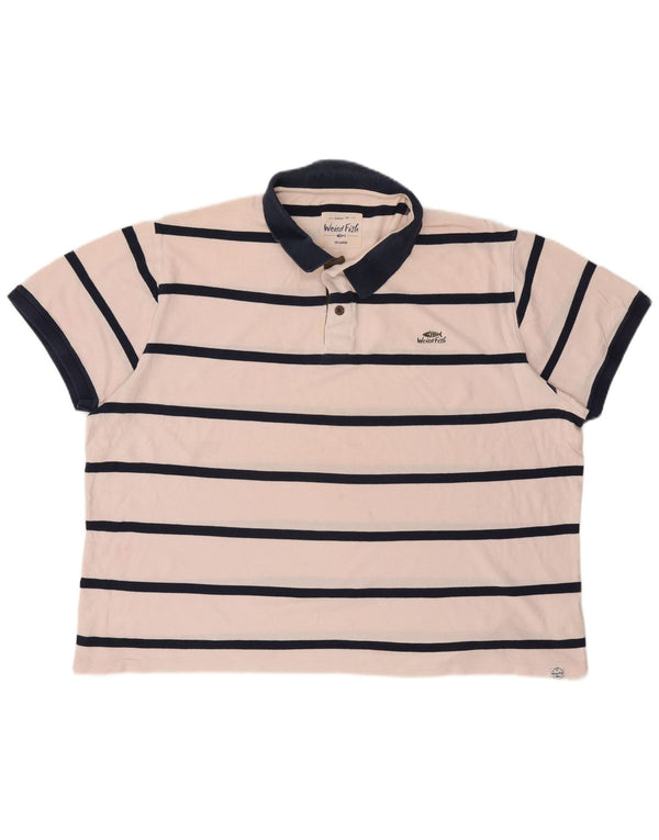 Weird Fish Ανδρικό ράγκμπι πόλο μπλουζάκι 3XL λευκό ριγέ βαμβακερό