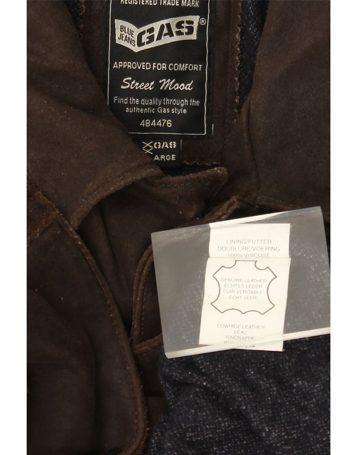 GAS Ανδρικό Δερμάτινο Παλτό UK 44 2XL Καφέ Δερμάτινο