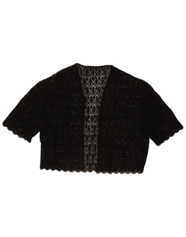 Vintage Γυναικείο Lace Bolero Top UK 14 Medium Black Paisley